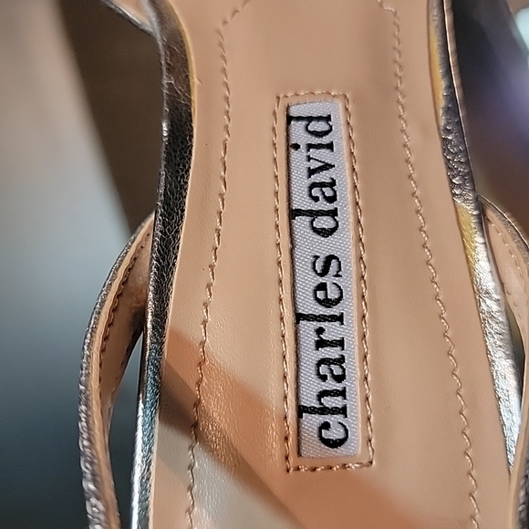 NWB Charles David , silver w/ rhinestones sz 5 kitten heels and ankle buckles - Picture 3 of 8